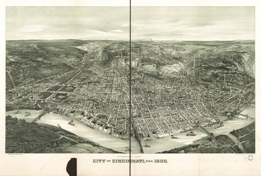 E93 - Panoramic view city of Cincinnati USA - 1900