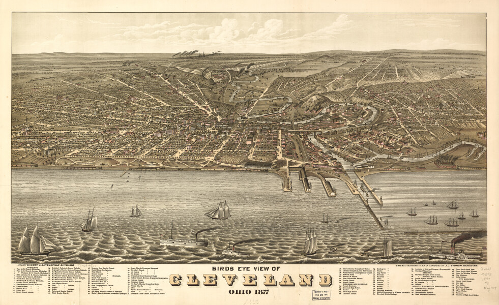 E93 - Birds eye view of Cleveland Ohio - 1877