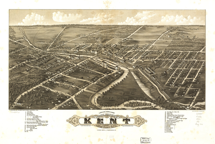 E93 - Panoramic view of the city of Kent Portage County Ohio - 1882