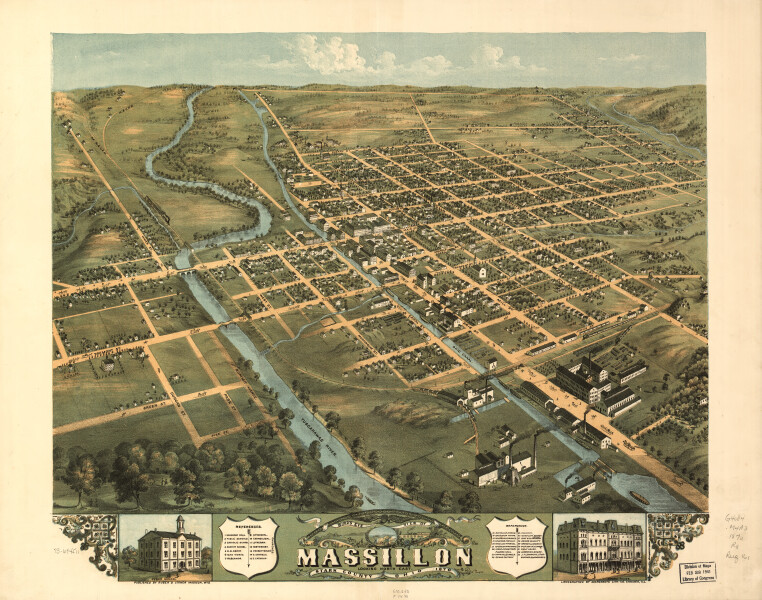 E93 - Birds eye view of Massillon Stark County Ohio - 1870-