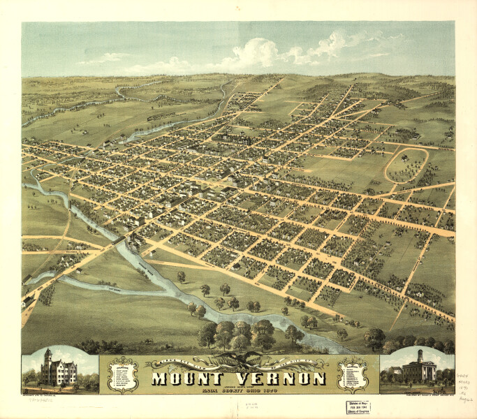 E93 - Birds eye view of the city of Mount Vernon Knox County Ohio - 1870