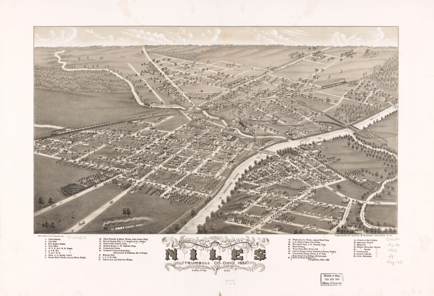 E93 - Panoramic view of the city of Niles Trumbull Co Ohio - 1882