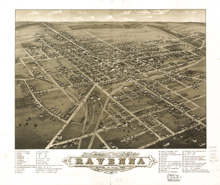 E93 - Panoramic view of the city of Ravenna county seat of Portage Co Ohio - 1882