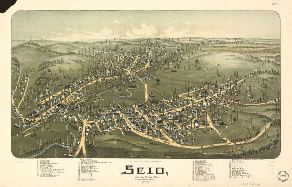 E93 - Birds-eye-view of the city of Sandusky Erie County Ohio - 1870