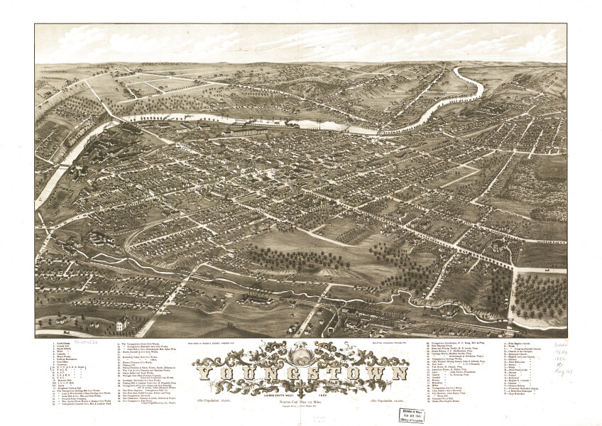 E93 - Panoramic view of the city of Youngstown county seat of Mahoning Co Ohio - 1882