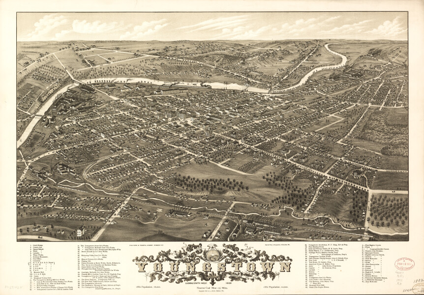 E93 - Panoramic view of the city of Youngstown county seat of Mahoning Co Ohio