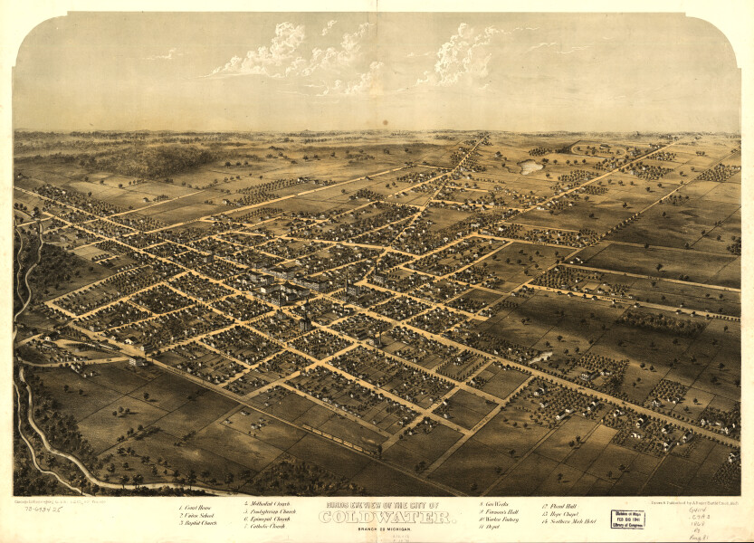 E94 - Birds eye view of the city of Coldwater Branch Co Michigan