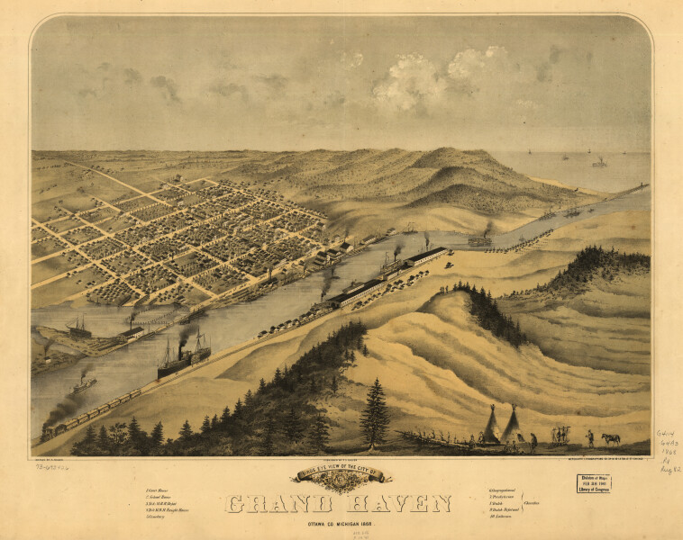 E94 - Birds eye view of the city of Grand Haven Ottawa Co Michigan - 1868