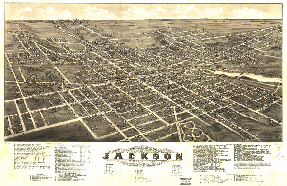 E94 - Panoramic view of the city of Jackson Michigan - 1881