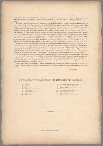 E98 - Text: (Continues) Introduction. Carte composant l'atlas de geographie commercile ...