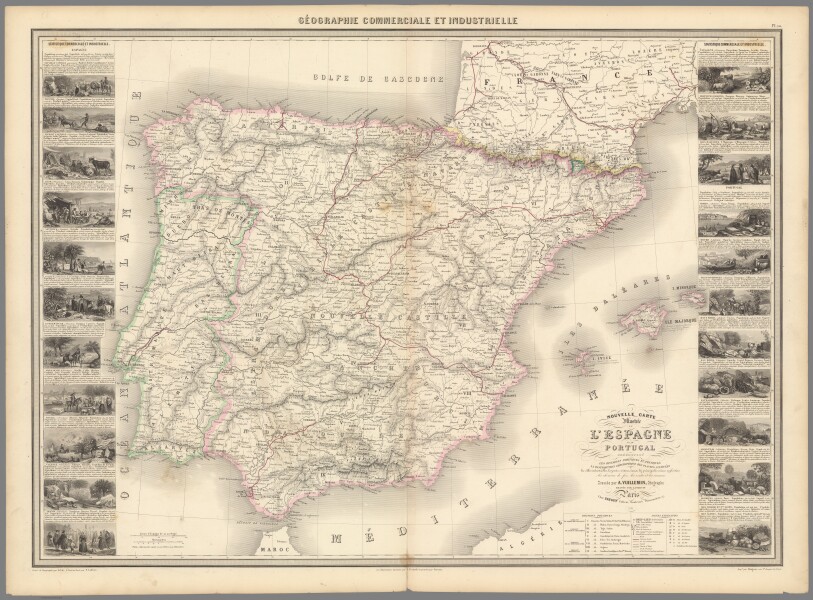 E98 - Pl. 10. Nouvelle Carte Illustree de L'Espagne et de Portugal