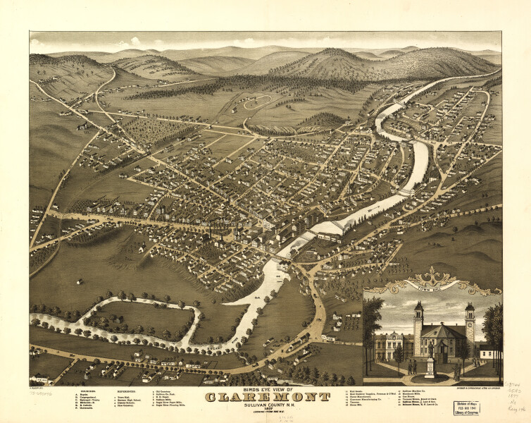 E104 - Birds eye view of Claremont Sullivan County New Hampshire - 1877