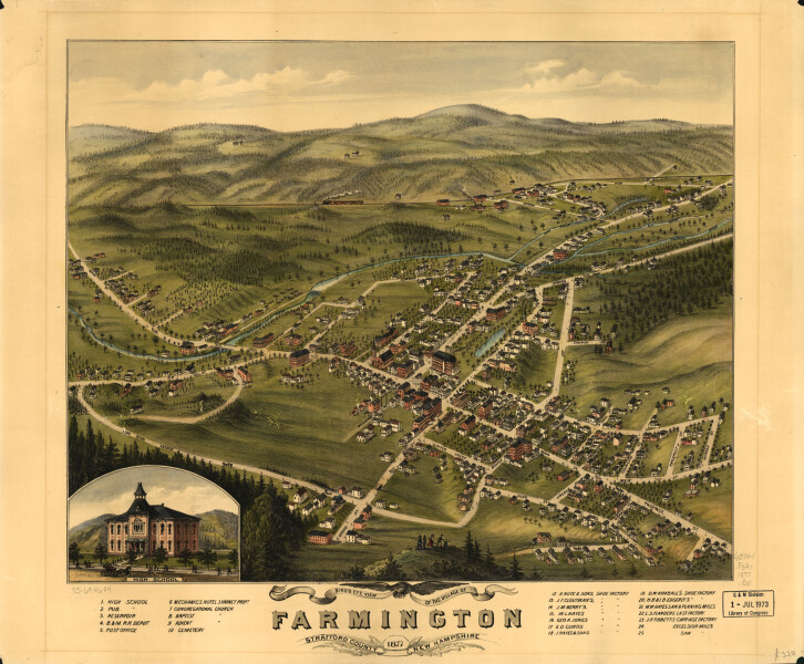 E104 - Birds eye view of the village of Farmington Stafford County New Hampshire - 1877