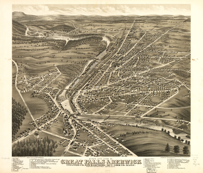 E104 - Birds eye view of Great Falls Strafford Co New Hampshire and Berwick York Co Maine - 1877