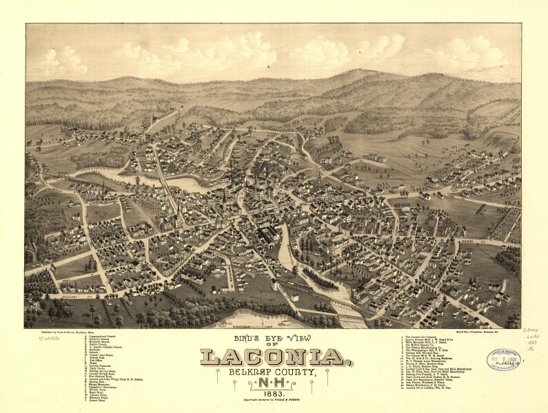 E104 - Birds eye view of Laconia Belknap County New Hampshire - 1883