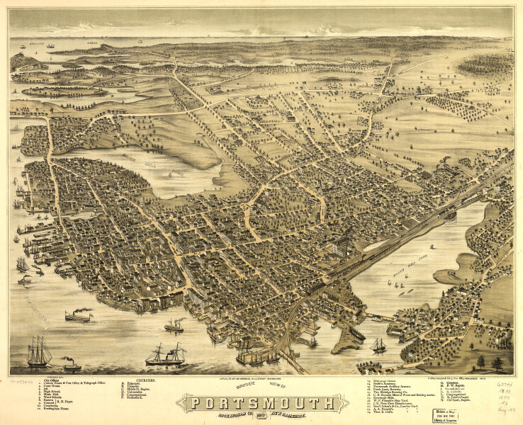 E104 - Birds eye view of Portsmouth Rockingham Co New Hampshire - 1877