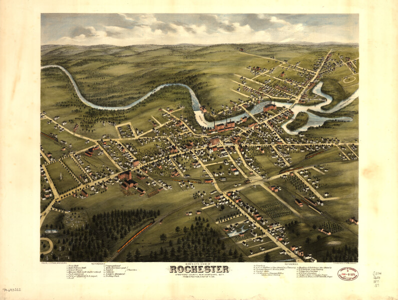 E104 - Birds eye view of Rochester Strafford County New Hampshire - 1877