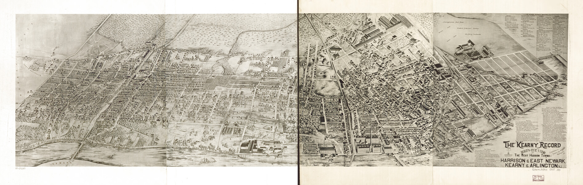 E106 - Birds eye view of the West Hudson towns - 1907