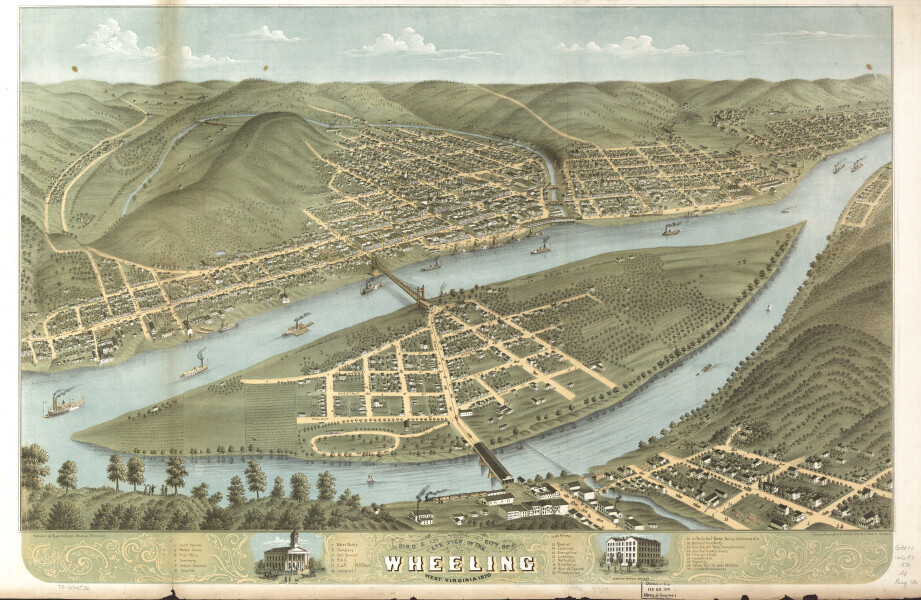 E108 - Birds eye view of the city of Wheeling West Virginia - 1870