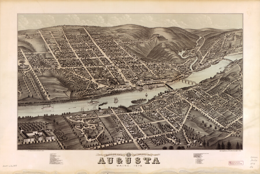 E110 - Birds eye view of the city of Augusta Maine - 1878