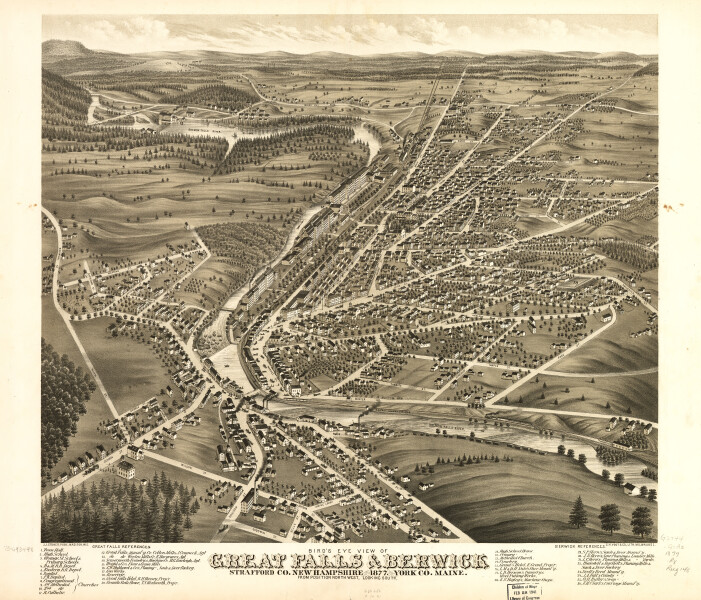 E110 - Birds eye view of Great Falls Strafford Co New Hampshire and Berwick York Co Maine - 1877