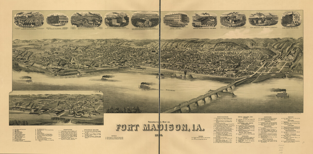 E119 - Perspective map of Fort Madison Iowa - 1889