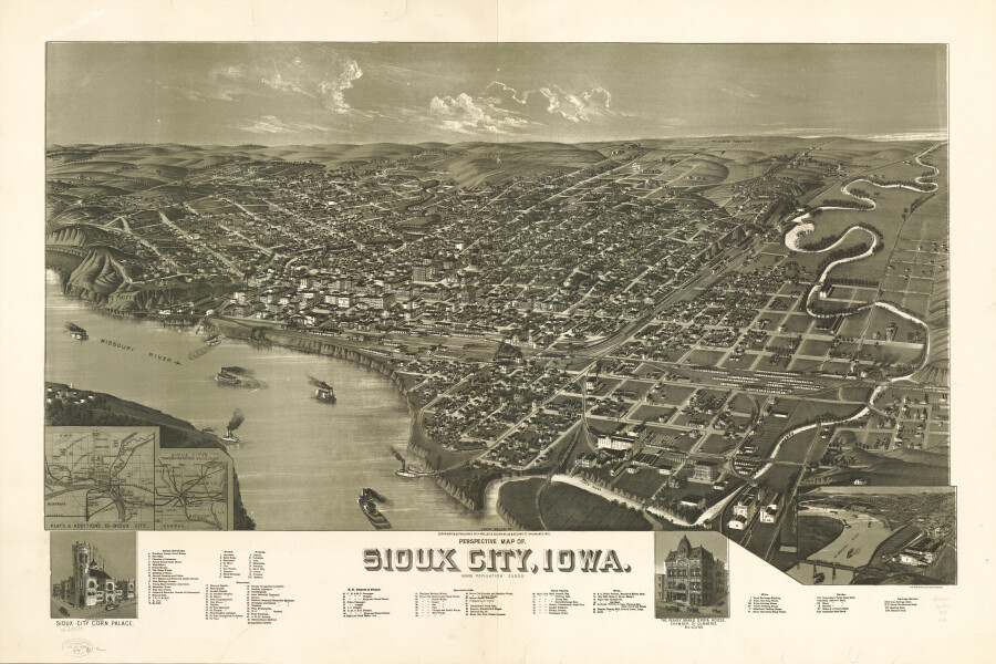 E119 - Perspective map of Sioux City Iowa - 1888