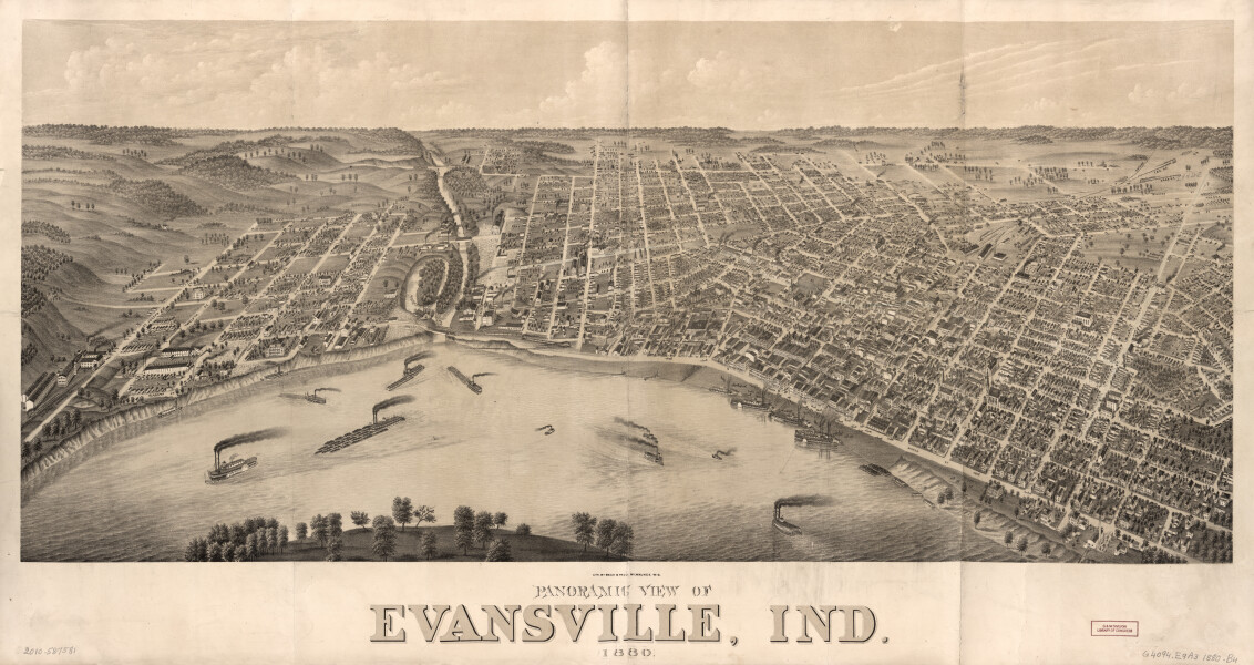 E120 - Panoramic view of Evansville Indiana - 1880