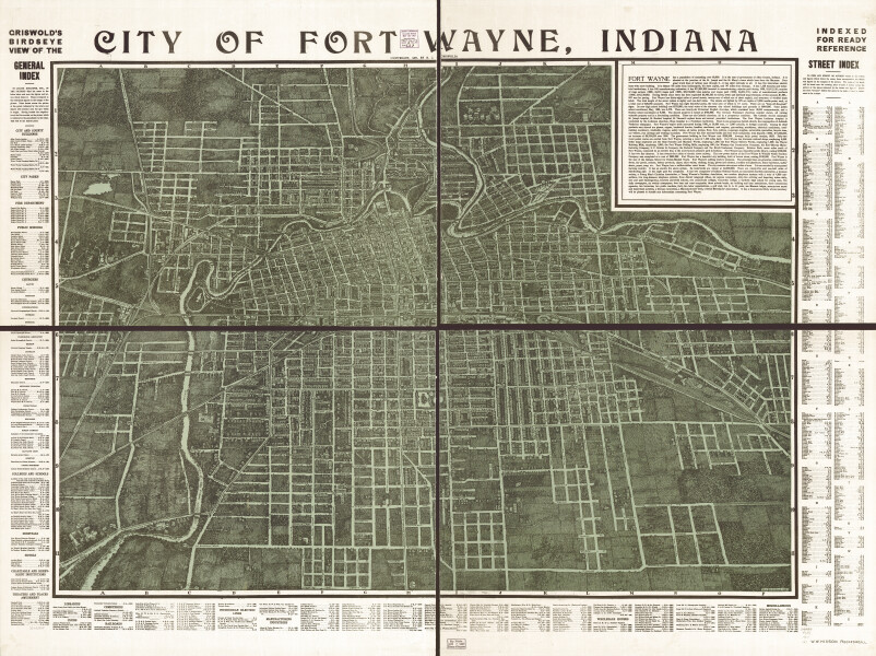 E120 - Griswolds birdseye view of the city of Fort Wayne Indiana indexed for ready reference - 1907