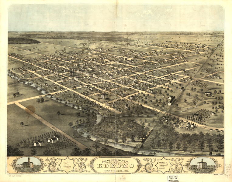 E120 - Birds eye view of the city of Kokomo Howard Co Indiana - 1868