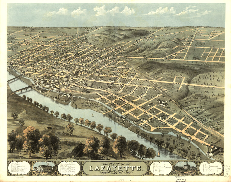 E120 - Birds eye view of the city of Lafayette Tippecanoe Co Indiana - 1868