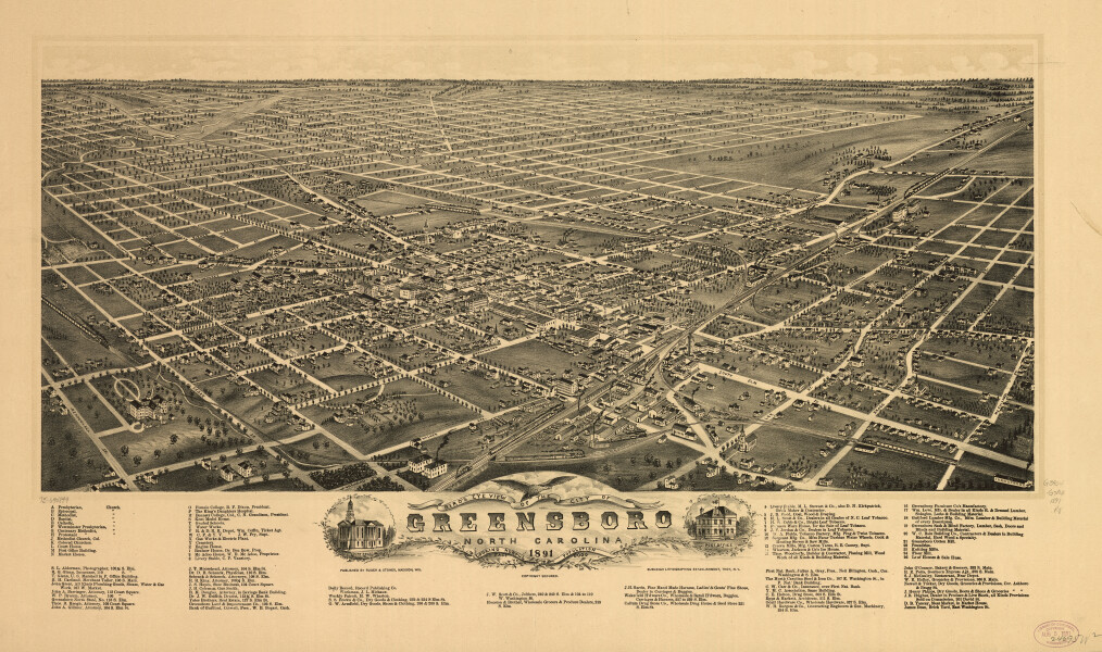 E124 - Birds eye view of the city of Greensboro North Carolina - 1891