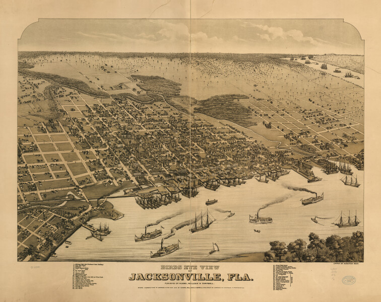 E128 - Birds eye view of Jacksonville Florida - 1876