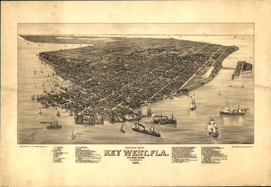 E128 - Birds eye view of Key West Florida Key West Island CS Monroe Co - 1884