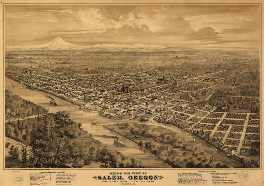 E134 - Birds eye view of Salem Oregon - 1876	E134 - Birds eye view of Salem Oregon - 1876