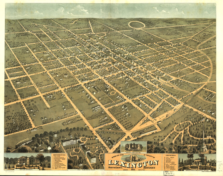 E135 - Birds eye view of the city of Lexington Fayette County Kentucky - 1871