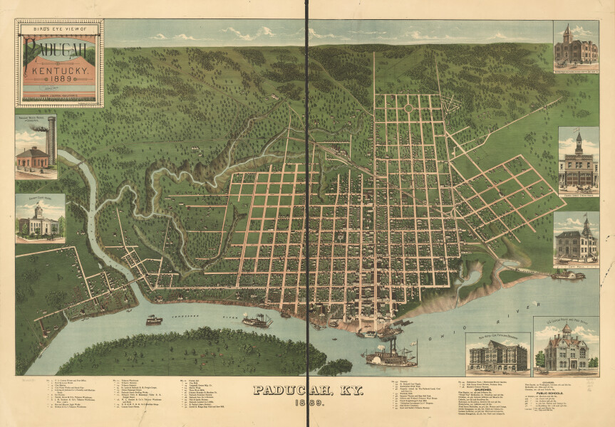 E135 - Birds eye view of Paducah Kentucky - 1889