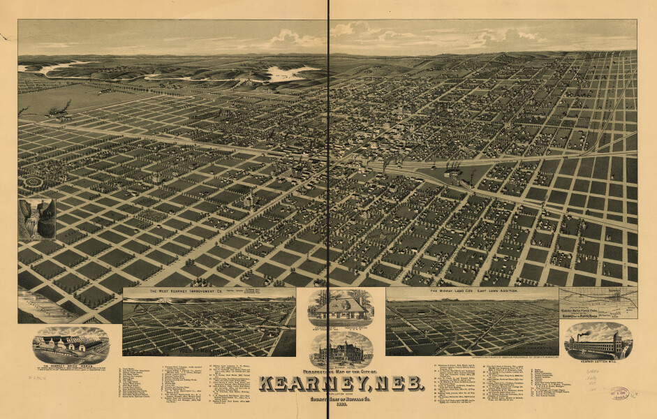 E138 - Perspective map of the city of Kearney Nebraska county seat of Buffalo Co - 1889