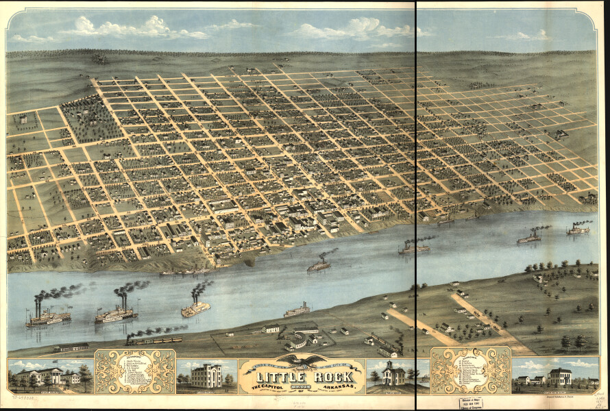 E140 - Birds eye view of the city of Little Rock the capitol of Arkansas - 1871