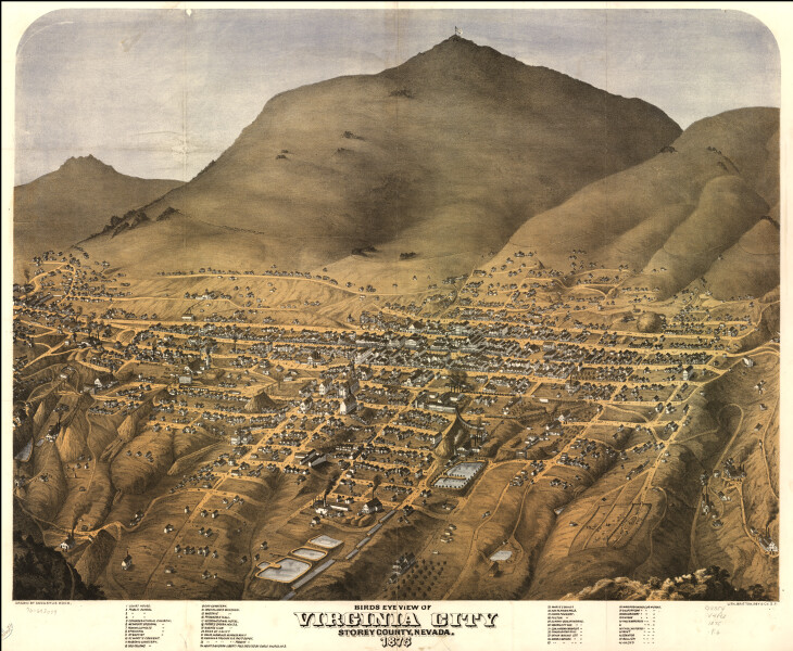 E143 - Birds eye view of Virginia City Storey County Nevada - 1875