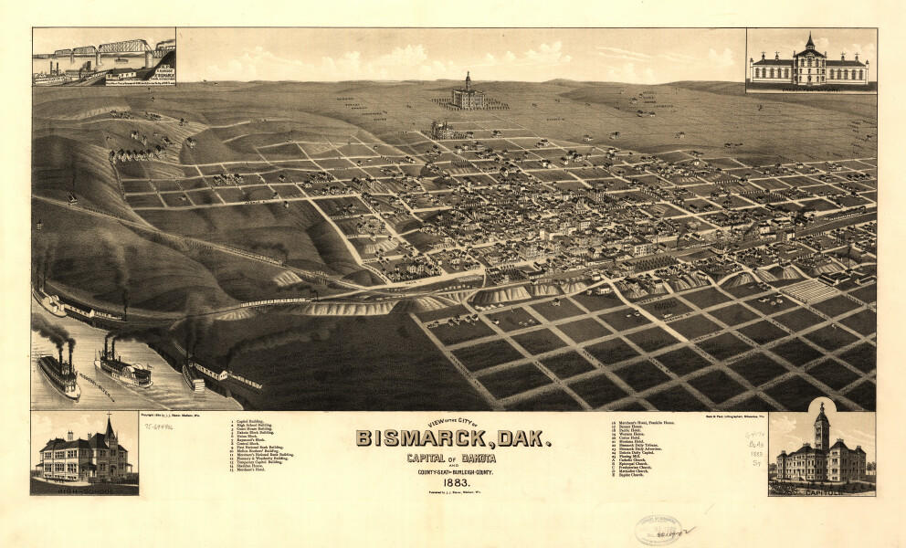 E144 - View of the city of Bismarck Dakota Capital of Dakota and county-seat of Burleigh-County - 1883