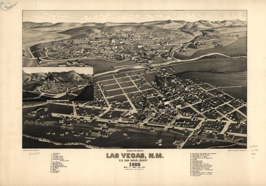 E146 - Birds eye view of Las Vegas, New Mexico cs San Miguel County - 1882