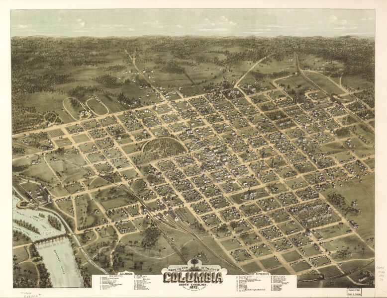 E147 - Birds eye view of the city of Columbia, South Carolina - 1872