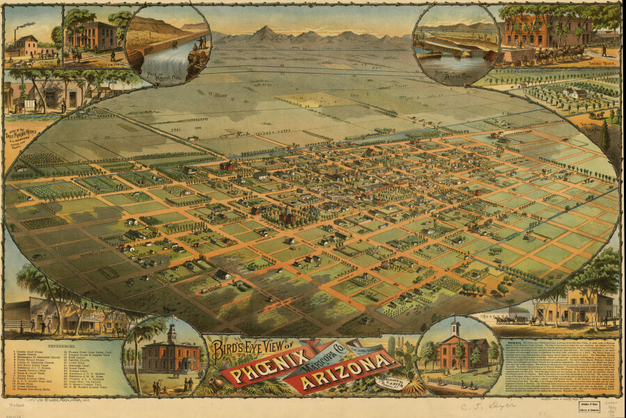 E148 - Birds eye view of Phoenix, Maricopa Co Arizona - 1885