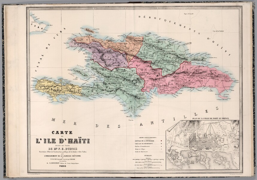 E179 - Carte de L'Ile d'Haiti  L'Enseignement de la Jeunesse Haitienne - 1876