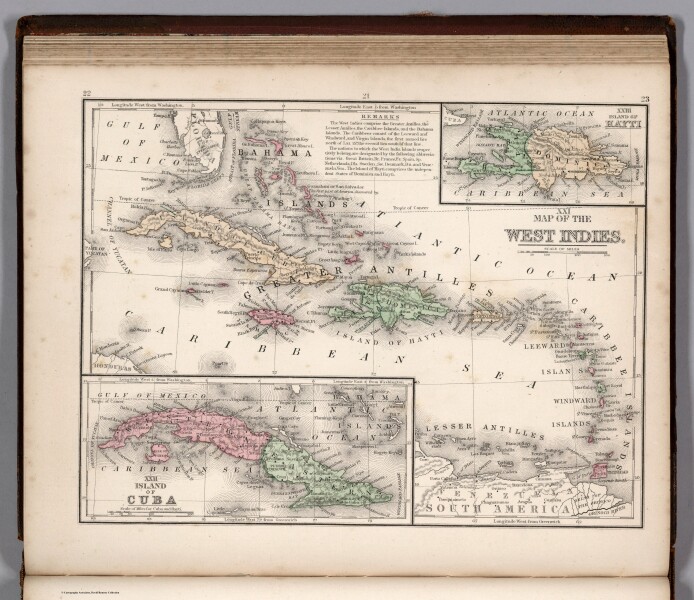  E179 - Map No. XXI. Map of the West Indies. XXII. Island of Cuba. XXIII. Island of Hayti - 1865