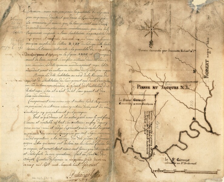 E180 - Survey plat of land grants on Caps River, Saint Domingue - 1768