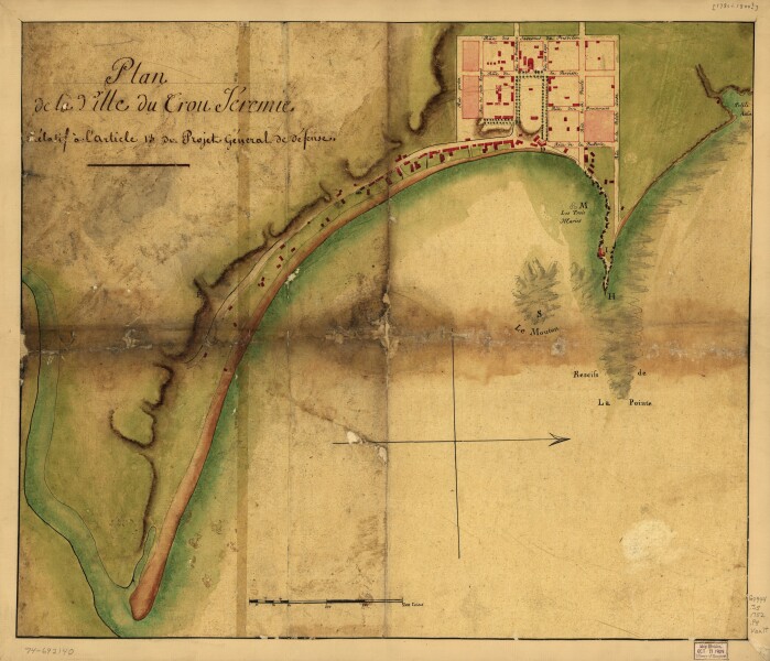 E180 - Plan de la ville du Trou Jéremie : rélatif à l'article 13 du projet géneral de - 1752
