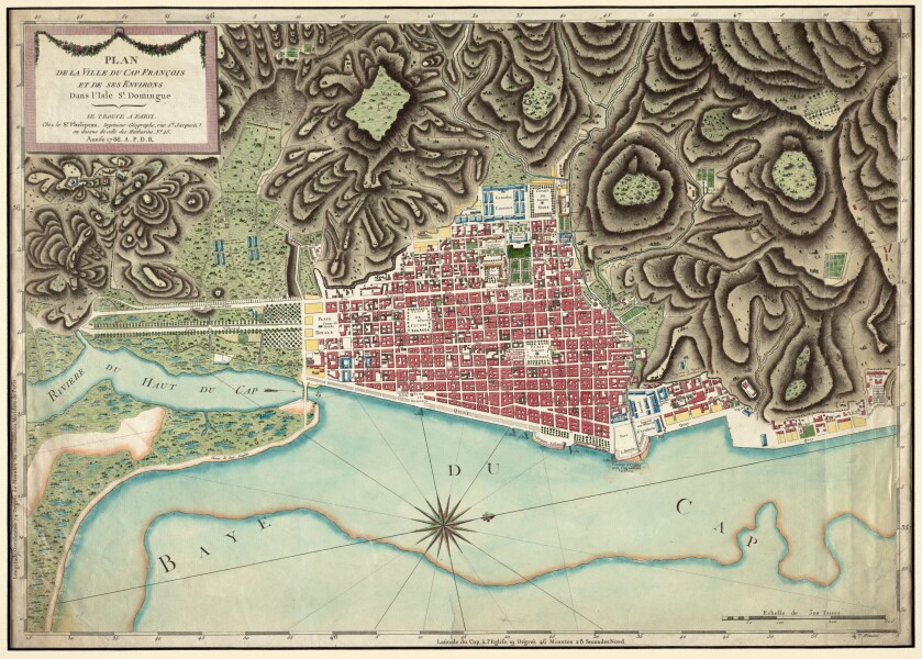 E180 - Plan de la ville du Cap Francois et de ses environs dans l'Isle St. Domingue - 1876