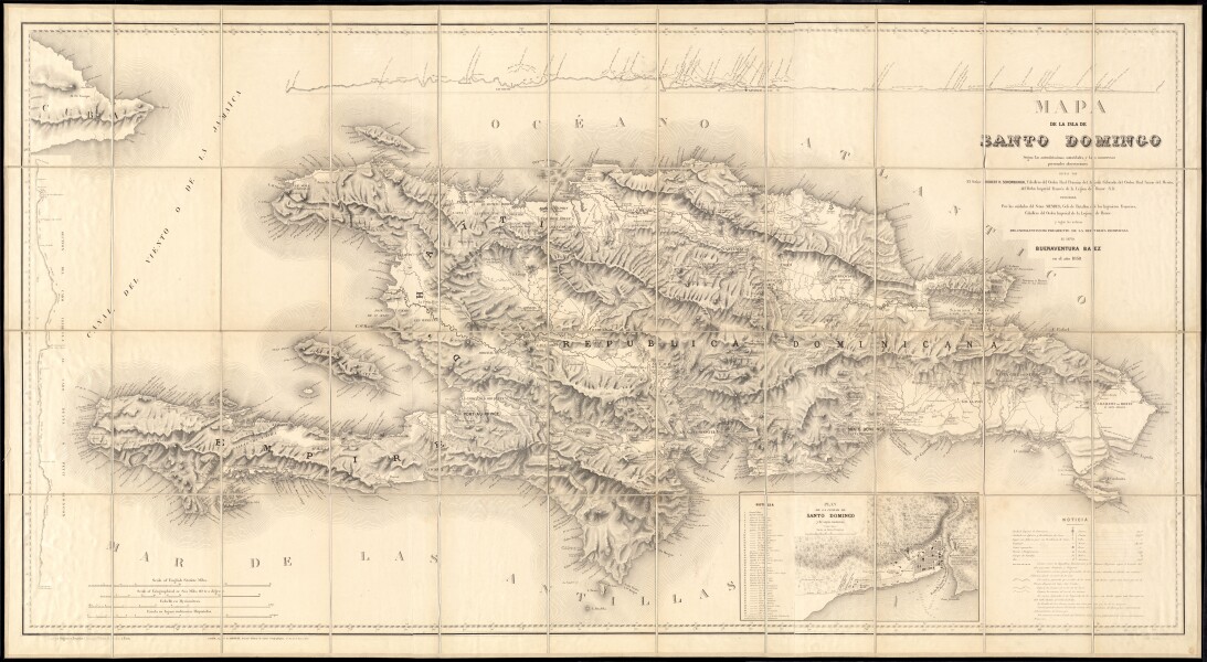 E180 - Mapa de la isla de Santo Domingo - 1858